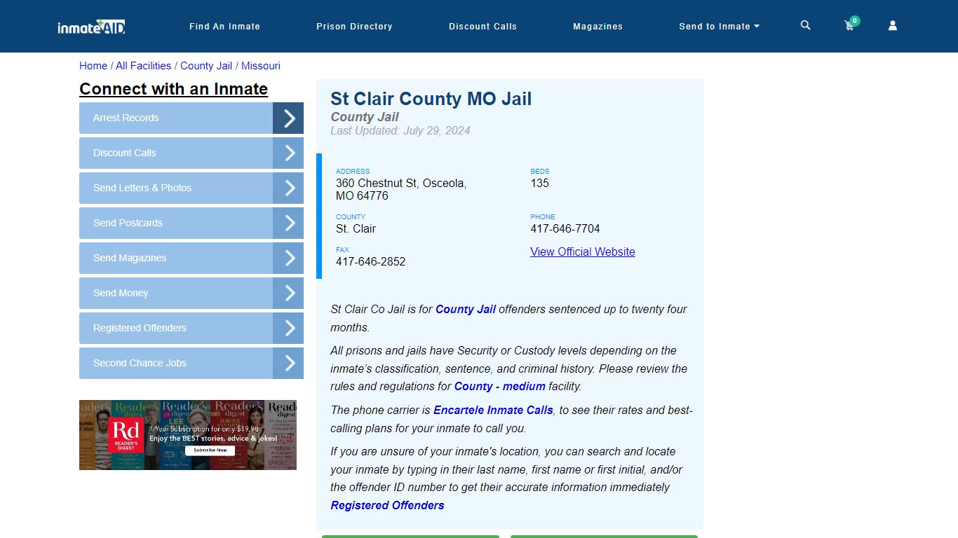 St Clair County MO Jail - Inmate Locator