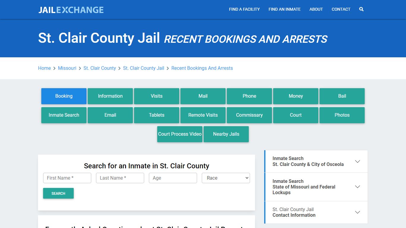 St. Clair County Jail MO Recent Arrests and Bookings - Jail Exchange